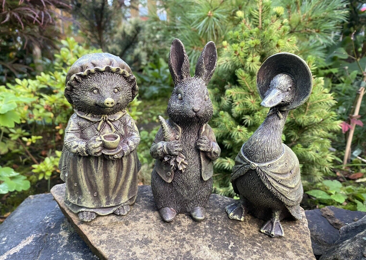 Set 3 Beatrix Potter Statue Garden Ornament Figure Decoration
