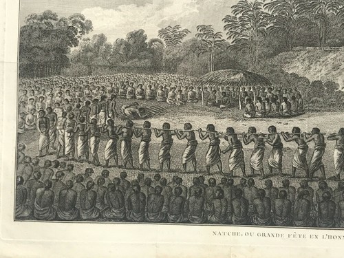 TONGA FETE EN L'HONNEUR DU ROI DE TONGATABOO 1780 JAMES COOK ANTIQUE PLATE - Picture 2 of 5