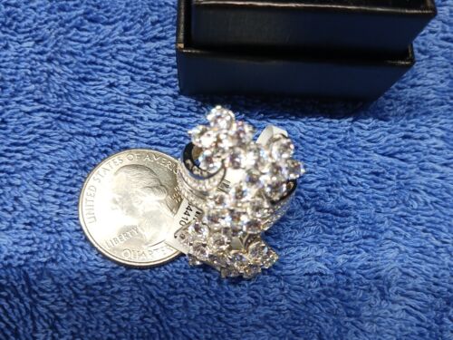 Size 8 Designer Big Sterling Ring Made With White Zirconia From Swarovski (582) - Picture 7 of 9