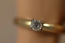 ZALES ZEI 14K YELLOW GOLD .21CT SOLITAIRE DIAMOND ENGAGEMENT WEDDING BAND RING 6