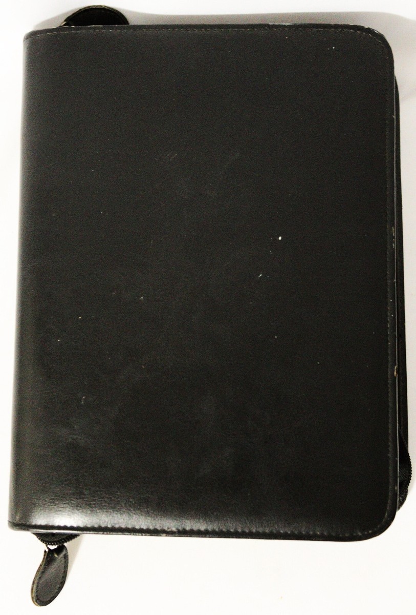 Vtg 90s Daytimer Planner Organizer Binder Black Leather Zip Around