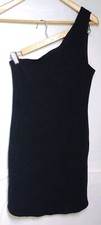 Forever 21 one shoulder mini dress size large rayon blend  black club wear...