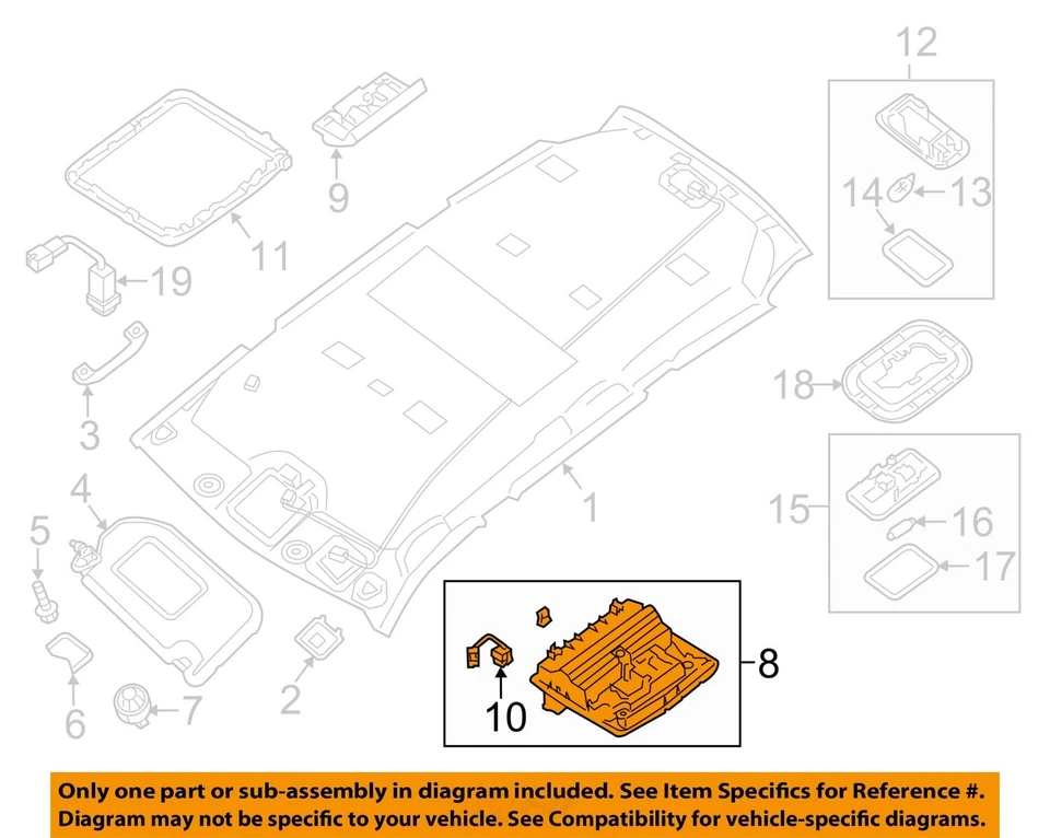 Consola central superior delantera usada se adapta a: Nissan Pathfinder 2017 techo sin navegación Foto 3 de 4