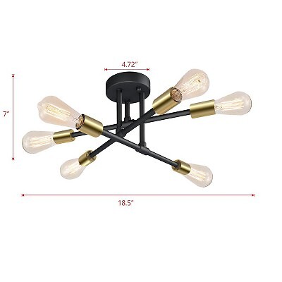 Defong 6-Lights Sputnik Semi Flush Mount Ceiling Light Fixture ...