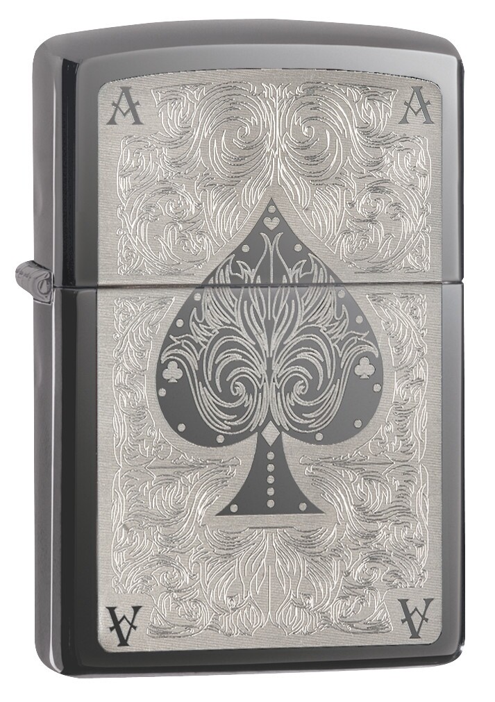 Zippo Ace Filigree Black Ice Windproof Pocket Lighter, 28323