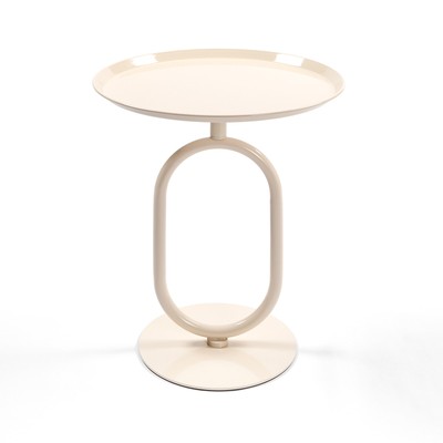 Lantern-shaped Metal End Table Small Round Side Table Modern Coffee Drink Cockta