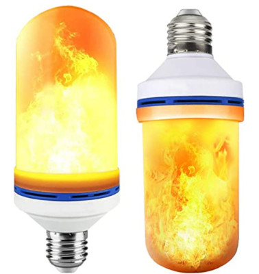 6W E26 LED Flame Effect Light Bulb- 4 Modes Flickering, Gravity, Breathing, Calm
