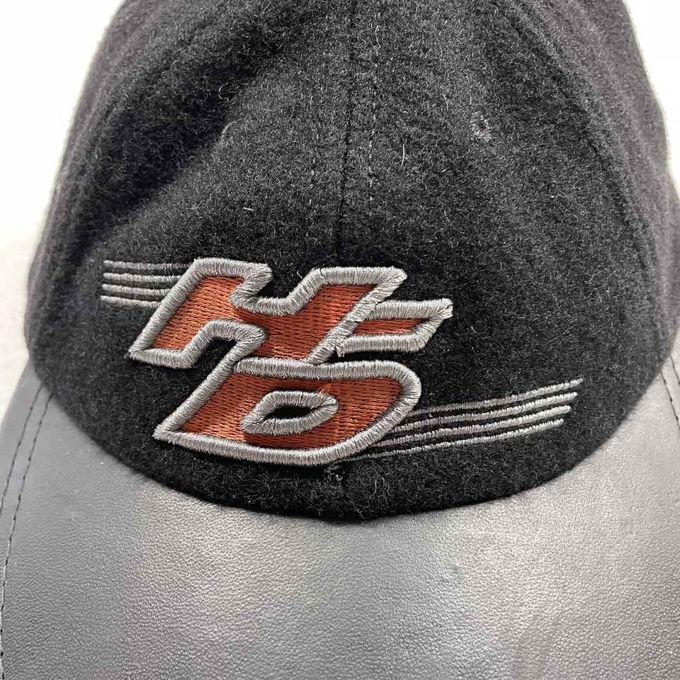 Vintage Harley-Davidson Hat Cap Mens Black Wool Blend Leather Brim Strapback USA - Image 2 of 4
