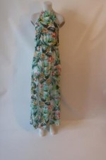 Womens Show Me Your Mumu Green White Yellow Tropical Halter Maxi Dress XS *