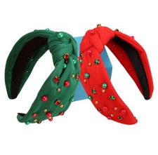 CHRISTMAS - Rhinestone  Pearls Knotted Headband 2 Color Choices 