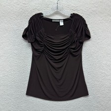 Y2K Vintage Top Large Brown Slinky Stretch Ruched Boho Fairy Grunge Whimsigoth