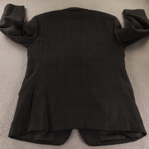 VTG Tweed Jacket L Gray Windowpane Check 100% Wool Blazer Sport Coat 44R - Picture 10 of 17