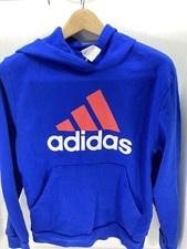 Adidas Sweatshirt Hoodie Youth Boys XL Royal Blue Pullover Big Logo Long Sleeve