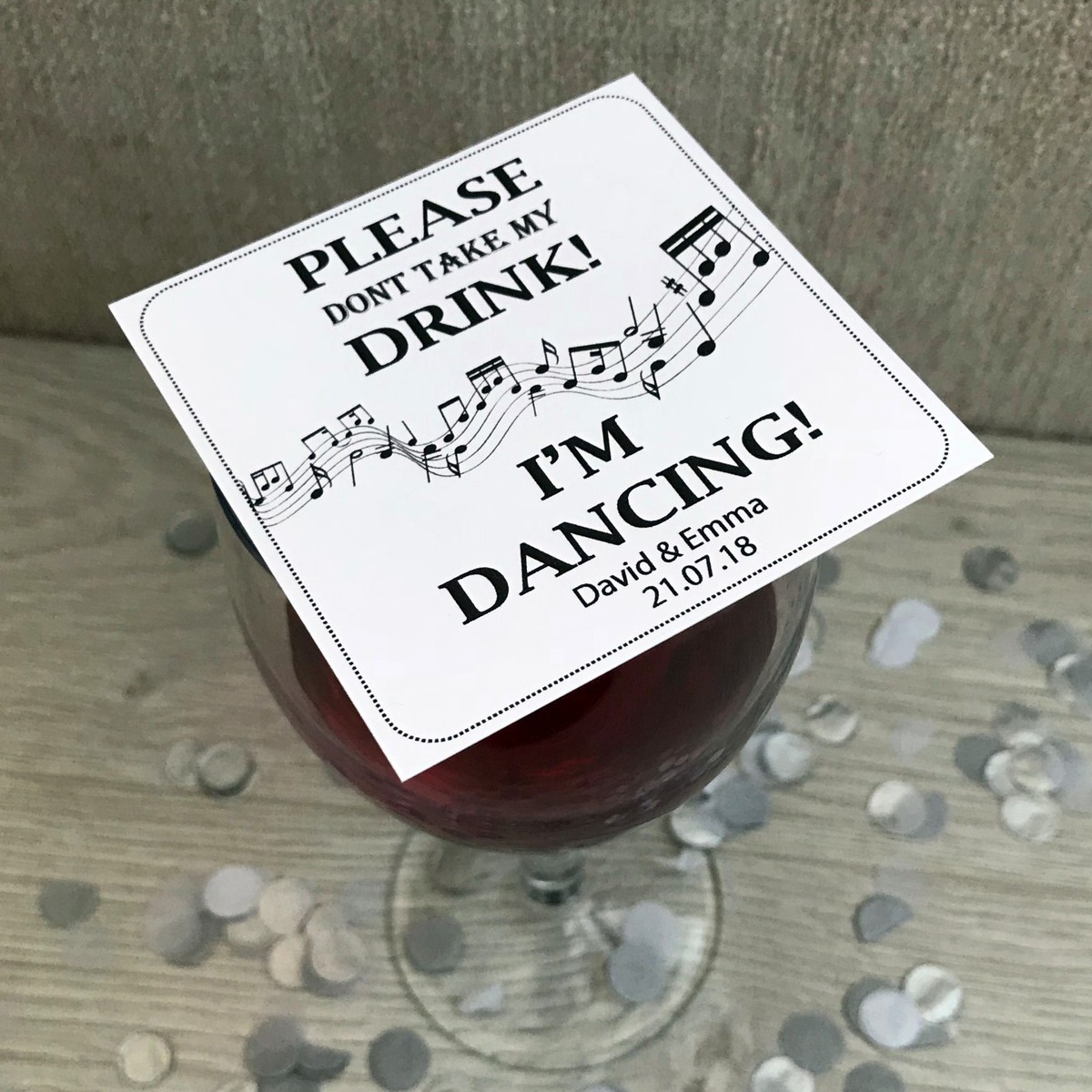 Wedding Drink Cover White Cards Qty 24 Fun Music Dancing Party