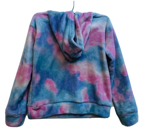 Calvin Klein Girls Blue Pink & White Fleece Tie Dye Hoodie Size 7/6 - Picture 2 of 5