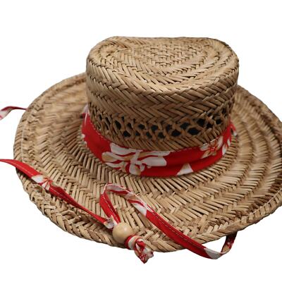 Dorfman Pacific Co Genuine Raffia Straw Hat Size Small Hawaiian Tropical 