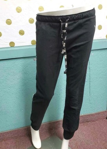 Victoria's Secret PINK Gym Pant Sweatpants Black with Silver Side Stripe M NWT - Picture 2 of 3