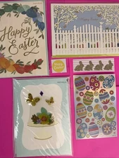 3 FABULOUS 🦋Papyrus Happy Easter Gold Letter 3D Greeting Cards Glitter + Seals