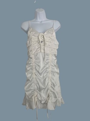 Nasty Gal NWT Ruched Bodycon Mini Dress Ivory Large