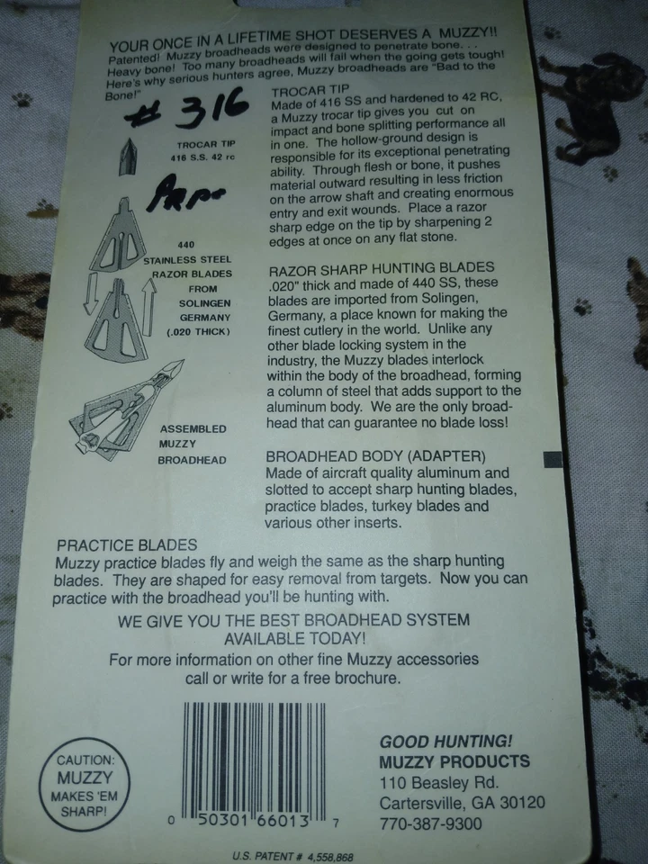 Hojas de práctica de tiro con arco Muzzy #316 para cabezales de 4 hojas 90+100 gr Foto 2 de 2
