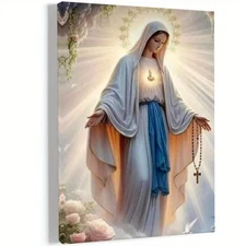 Radiant Virgin Mary Canvas Wall Art, Jesus Christian Poster,Catholic Home Decor