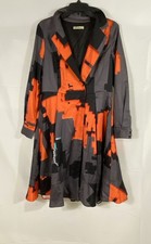 Diffie Rieger Womens Orange Black Grey Pixelated Print Coat Dress Size L