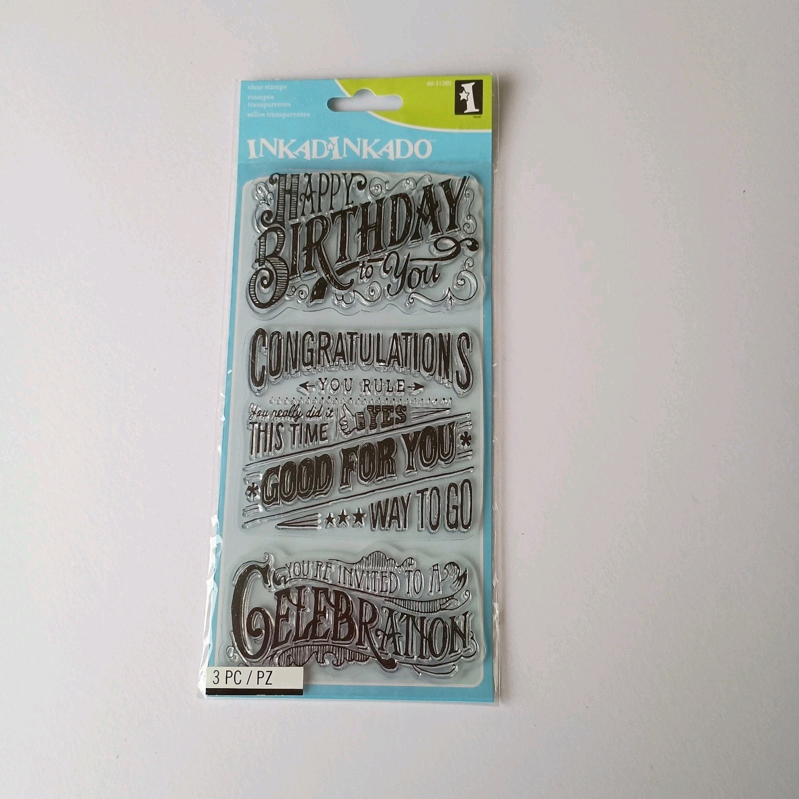 Inkadinkado Stamp Set Celebrations 60-31280 Sentiments Greetings Stamps Rare