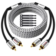Elecan Premium RCA Cable 50 Ft (Hi-Fi Sound-16 AWG-Shielded) 2 Male 50FT 