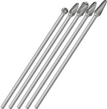 5Pcs Long Carbide Burr Set 1/4" Shank Total L 6.2" Die Grinder Bits Rotary Ra...