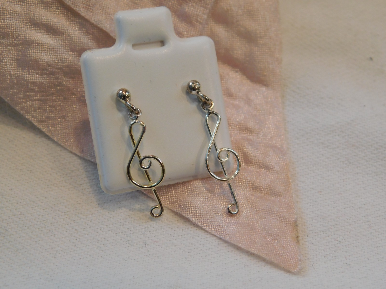 Sterling Silver Dangling Musical Note Earrings 92… - image 2