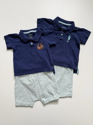 Sommer Outfit Zwillinge Gr. 74/80 Lupilu Baby Shirts & DopoDopo kurze Hosen Set