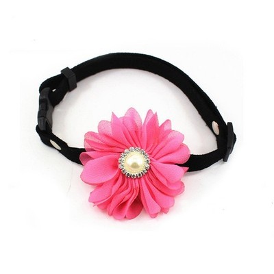 Designer Rhinestones Daisy Flower Charm Suede Leather Pet Cat Dog Bow Tie Col...
