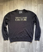 Designer Versace Jeans Couture Black Gold Logo Sweatshirt Crewneck Pullover L
