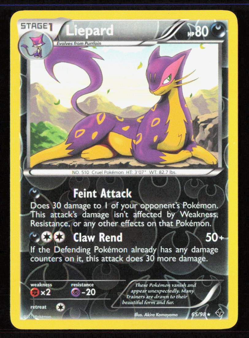 Liepard Emerging Powers 65/98 Reverse Holo Rare 2011 Darkness Akira Komayama NM