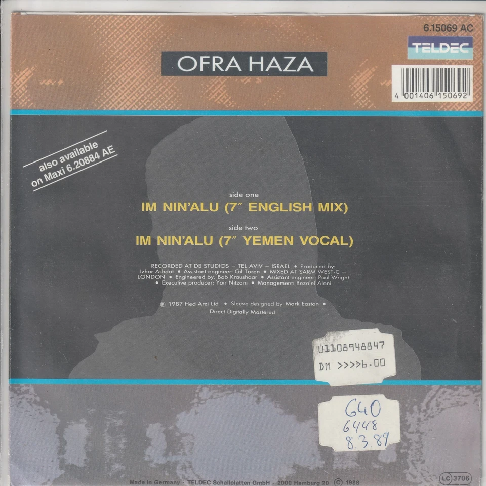 Ofra Haza – Im nin´alu (Played in Full Mix + 7“ Yemen Vocal) –© 1987 – 7“-Single - Bild 2 von 2