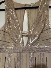 Miss Selfridge embellished sequin dress size 12 champagne gold