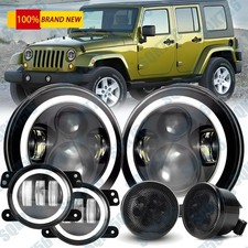 7 Round Led Headlights Fog Lights Turn Signal Kits For Jeep Wrangler Jk 2007-17 7 Round Led Headlights Fog Lights Turn Signal Kits For Jeep Wrangler Jk 2007-17