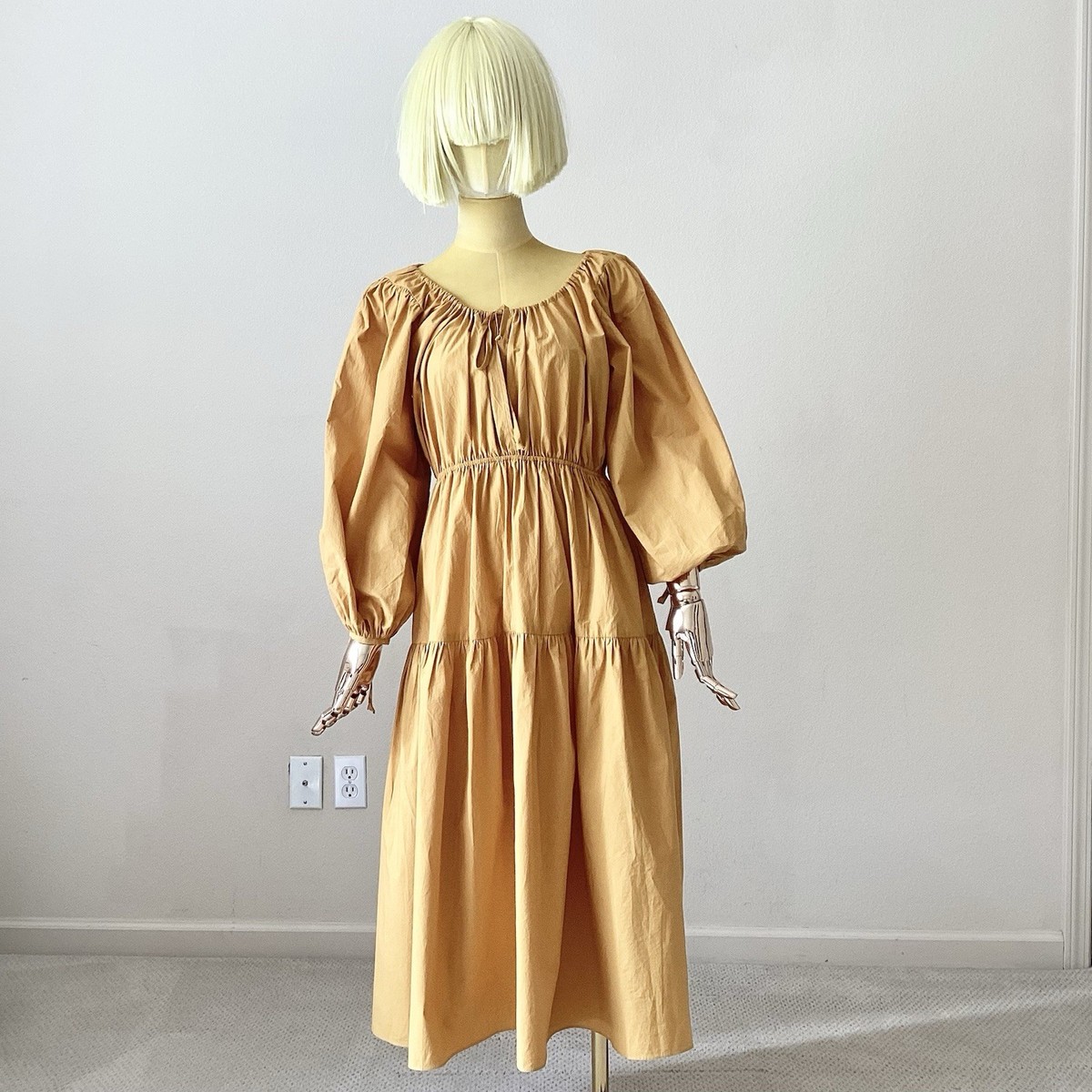 mustard yellow cotton dress Boho Organic Cotton Maxi Dress | Triple Gauze Sundress