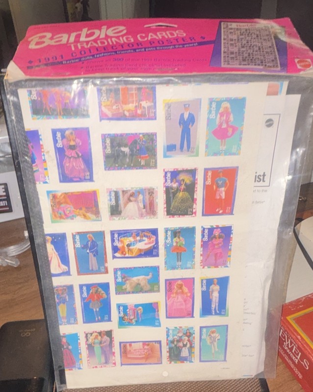 New Sealed Vintage 1991 Barbie Trading Cards Collector Poster Shows 300 of The C