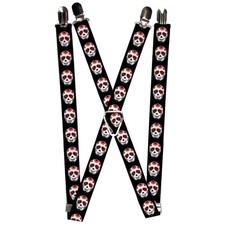 Suspenders - 1.0 - Sugar Skulls Black/White/Red ACC NEW