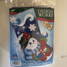Design Works Felt Stocking Applique Kit 5246 Snowflake Snowman 18" NIP Bling