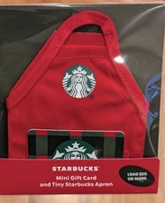NEW 2025 STARBUCKS RED MINI BARISTA APRON HOLIDAY GIFT CARD SET NO BALANCE