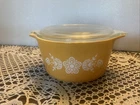 Vintage Pyrex #473 Butterfly Gold  1 Quart Casserole Dish With Lid Nice