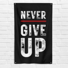 Never Give Up 3x5 ft Gym Flag Fitness Workout Weightlifting Motivational Banner