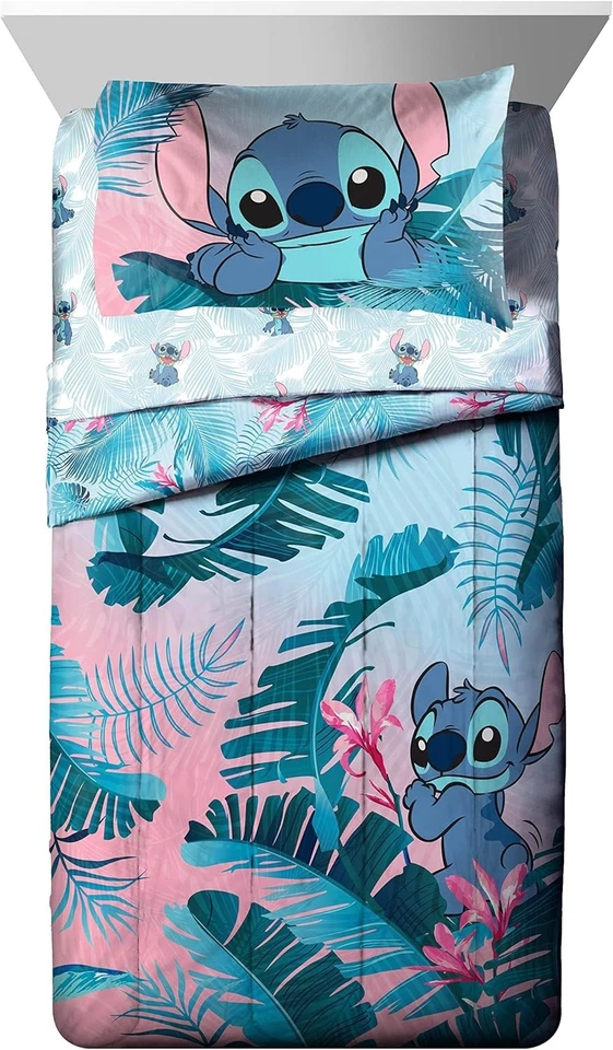 Disney Lilo & Stitch Floral Divertido Juego de Cama Queen 7 Piezas - Incluye C... Foto 3 de 4