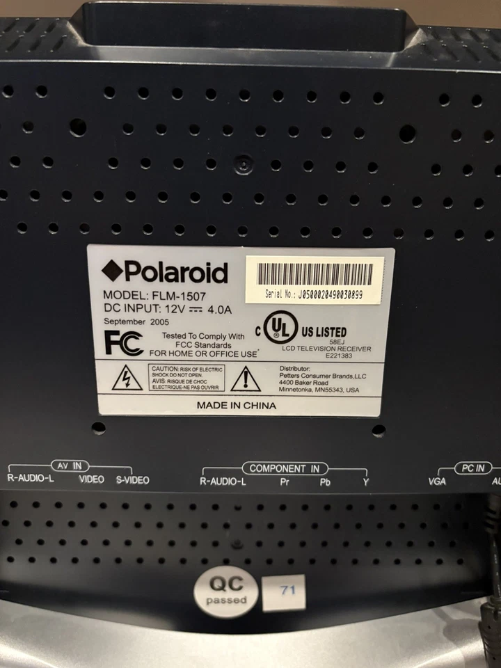 Polaroid FLM-1507 HDTV 15” con control remoto y cable de alimentación FUNCIONA PERFECTAMENTE Foto 4 de 4