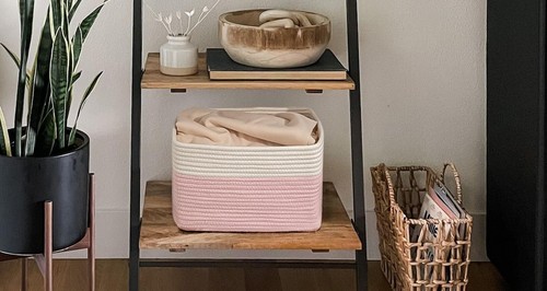 Pink Girls Baby Nursery Rope Toys Baskets , Decorative Woven Storage Baskets ... - Picture 4 of 7