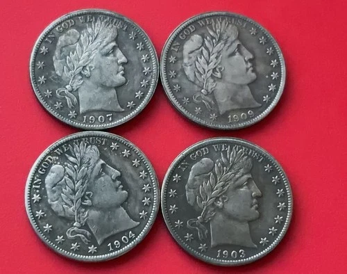 4PC Nice 1903-1909 O Barber Half Dollar 50c High Grade A++++