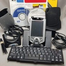 Vintage HP IPAQ H5555 Pocket PC PDA Bundle Dock Keyboard Case CDs Extras