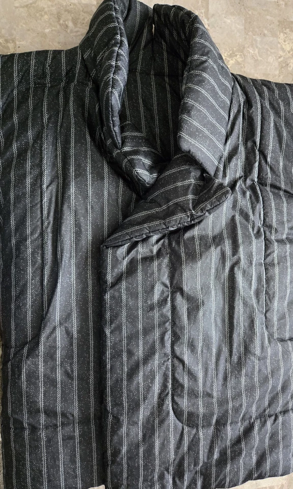 Norma Kamali Saco de Dormir Reversible Abrigo Rayas Negro Gris Blanco M/L Hecho en EE. UU. Foto 4 de 4